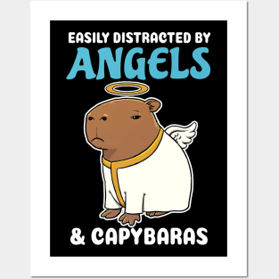 Easily Distracted by Angels and Capybaras Cartoon Posters and Art
